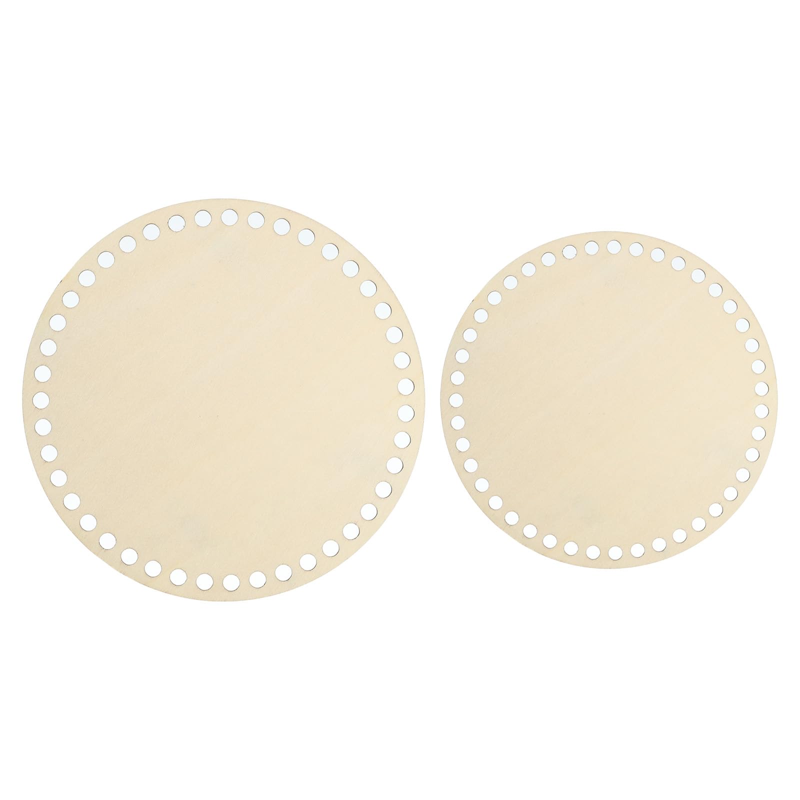 PATIKIL 2pcs Basket Wood Bottom 6"/8", Round Natural Wood Base Crochet Bag Shaper for DIY Basket Bag Craft Knitting Making Weaving Supplies, Wooden (Hole: 3.8mm)