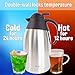 Coffee Carafe Thermal Insulated |Large 12 Cup 68 Ounce 2 Liter Capacity | Stainless Steel with Double Wall Vacuum Insulation | Keep Drinks Hot or Cold | Brush and Cloth Included by Brijo