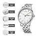 BUREI Men Simple Quartz Watch Silver Analog Dial with Day Date Window Mineral Lens Stainless Steel Case and Bracelet