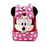 Disney Mickey Minnie Mouse Finger Backpack with a Removable Strap Safety Harness to Prevent Children from Going Missing (Pink Minnie)