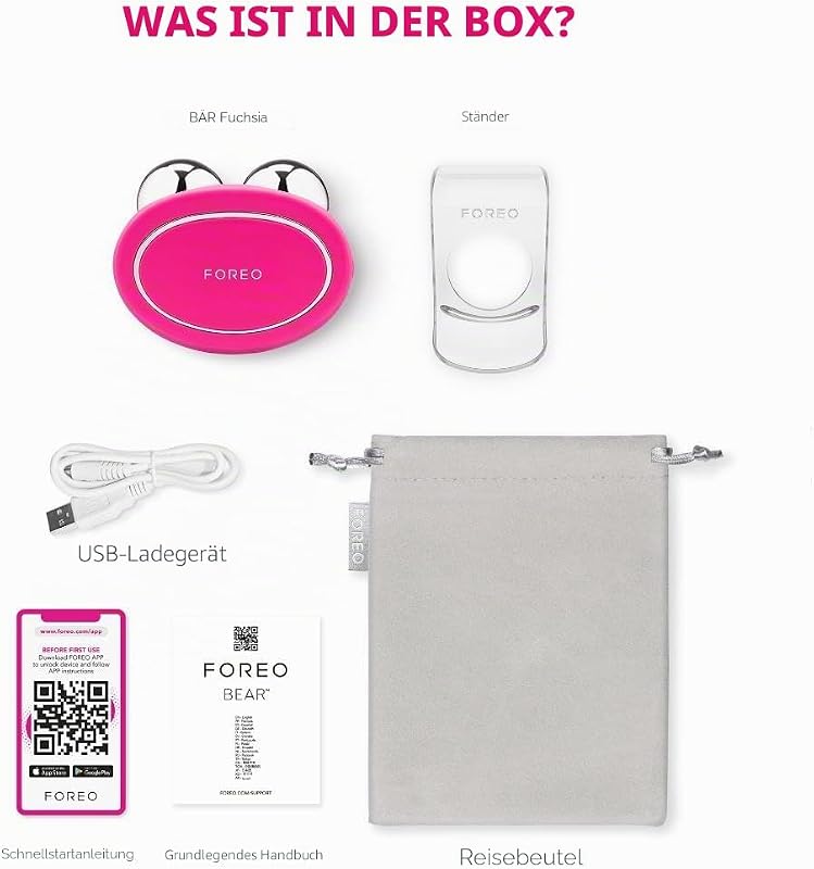 BEAR Smartes Mikrostrom-Facelifting-Gerät - Gesichtsmassagegerät - Gesicht & Jawline Trainer - Gesichtsmassage - Gesichtsroller - Sicher Facelifting - Anti-Aging - Fuchsia, 1 Stück (1er Pack)