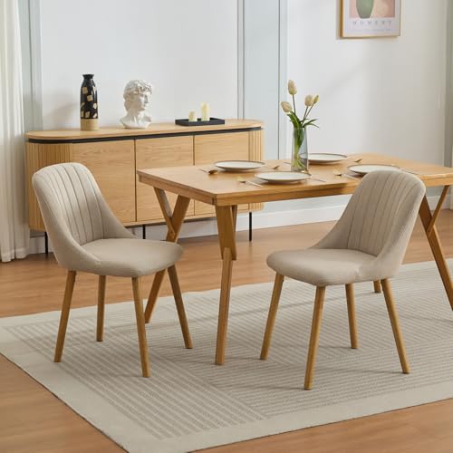 Garvee Dining Chairs Set of 2 - Modern Upholstered Kitchen Chairs with Ergonomic Backrest, 300Lbs Capacity & Oak Wood Legs for Dining Room, Home, Restaurant