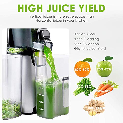 Slow Masticating Juicer Extractor Aicok Compact Cold Press Juicer Machine Easy to Clean, Quiet