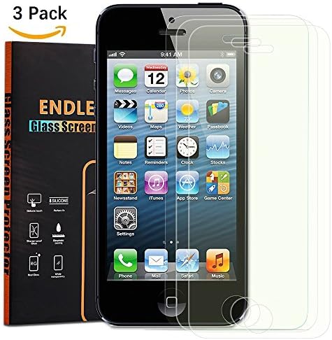 iPhone SE Screen Protector (3 Pack),ENDLER [Shatter Proof] 3D Touch Rouned-Fit Design Tempered Glass Screen Protector Perfect Fit for Apple iPhone 5S, iPhone 5C ,iPhone 5 (Ultra-Clear)