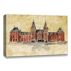 Canvas Wall Art Freehand Sketching of Scenery Pictures Home Wall Decorations for Bedroom Living Room Paintings Canvas Prints Framed - 12x18 inches