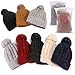 Paragon Winter Warm Knit Skull Hat Beanie Cap Fleece Lining Thick Slouchy Cable with pom (Red)