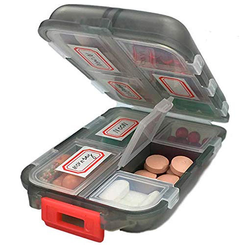 Pill & Vitamin Organizer case Box Travel Portable 2Pack (Black+White)