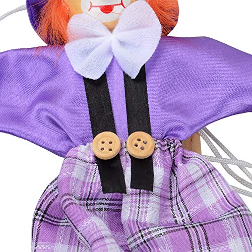Shuohu Kids Pull String Clown Puppet Wooden Marionette Handcraft Toy Joint Move Doll Purple