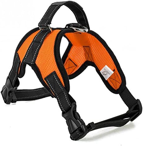 WIGGLE TAIL No Pull Dog Harness with handle, Reflective Adjustable Vest Harness for Small/Medium/Large dogs in Training Walking and Hiking(Orange Mesh, X-Smal)