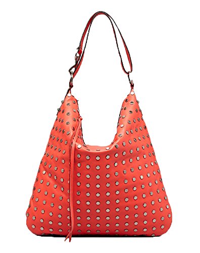 Hobo Bag, Hot Red Rebecca Minkoff Milo Studded Leather