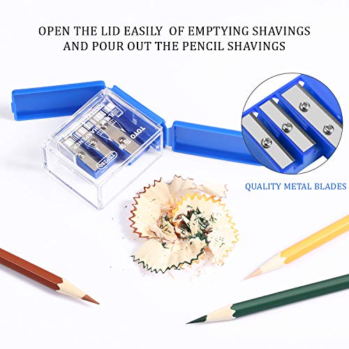 image for Outus 12 Pieces Manual Pencil Sharpener Portable 3 Holes Rust-proof Sp