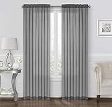 GoodGram 2 Pack: Ultra Luxurious High Thread Rod Pocket Sheer Voile Window Curtains Assorted Colors (Grey)