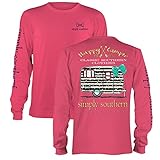 Simply Southern Long Sleeve T-Shirt - Happy Camper in Strawberry (Small)