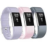 RedTaro Replacement Bands for Fitbit Charge 2 Small Large Lavendar Blush Pink Teal 3 Pack/Charge 2 Bands/Charge 2 Elastomer/Fitbit Charge 2 Bands