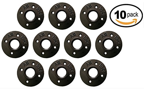 3/4'' Malleable Black Iron Floor Flange Threaded Bearing Pipe Fittings for Industrial Furniture/DIY Decor (3/4 inch) 10 Pack - by NODNAL Co.