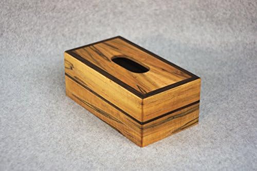 Tissue Box Cover - Wooden Rectangular Tissue Box Cover - Handcrafted from Ambrosia Maple and Accented with Walnut Strips for Kleenex® 160 2-ply Tissues - Home or Office Accessory