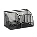 7 Compartment Wire Mesh Desk Organizer, Black, Compact Caddy for Desk Accessories, Perfect for Home, Students, or Office