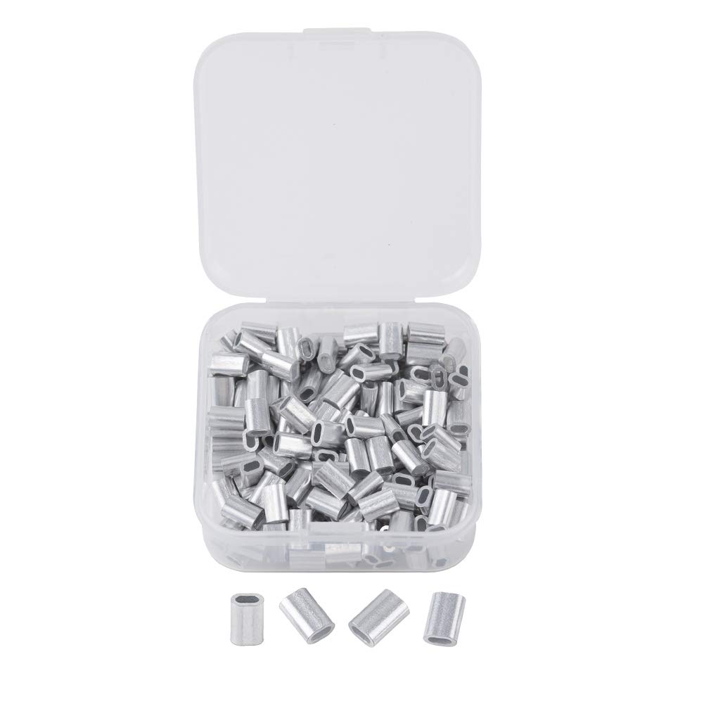 INCREWAY 200pcs M1.5 Aluminum Sleeves Clip Single Oval Hole Cable Crimps for 1.5mm Diameter Wire Rope and Cable