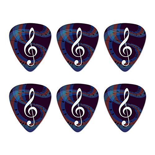 Treble Clef on Music Notes Novelty Guitar Picks Medium Gauge - Set of 6