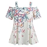Off Cold Shoulder Plain Top for Women Plus Size Tunic Shirt Short Sleeve Blouse
