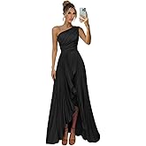 Plakend Women's One Shoulder Satin Bridesmaid Dresses Long High Low A-Line Corset Prom Dress 2026