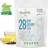Skinny Tea, Gentle Diet Detox Tea, All-Natural Teatox and Appetite Suppressant, Reduce Bloating and Constipation, Release Toxins for Weight Loss, PureTea Body Cleanse for Women and Men - 28 Tea Bags