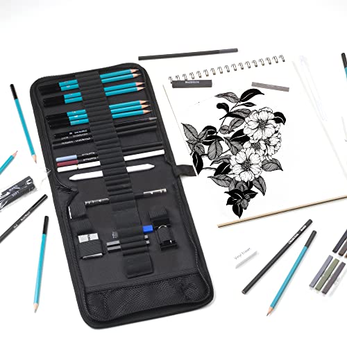 Kalour 50Pack Sketch Drawing Pencils Kit with 9x 12" 3Color