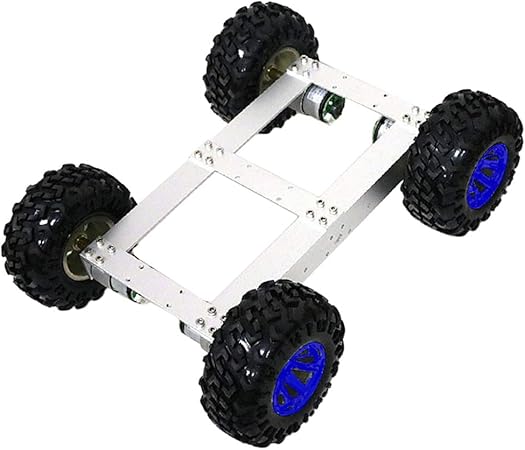 Amazon Almencla Diyの4wd輪駆動ダブルデッキスマートロボット車シャーシ 柔軟性 前進 後退 高速回転 3色選択可能 ブルーホイール プログラミング ロボティクス おもちゃ