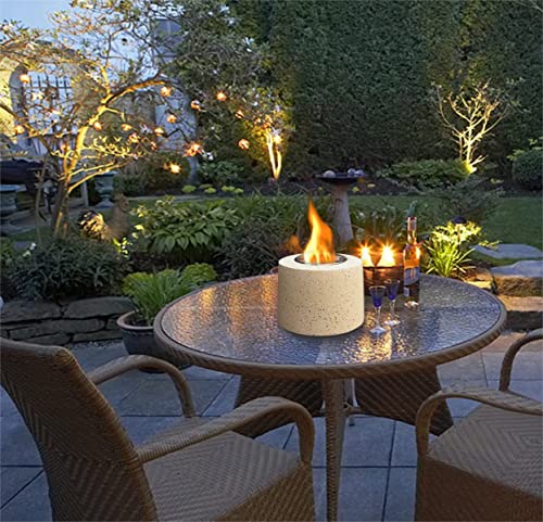 Aobaks Small Tabletop Rubbing Alcohol Fireplace Indoor Outdoor Fire Pit Portable Fire Concrete Bowl Pot Fireplace (Beige)