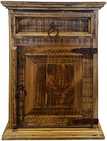 Handscrape Rustic Western Country Nightstand End Table Already Assembled (Right Hinged, Honey)
