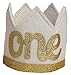 birdyboutique.com First Birthday Crown for Baby – Gold “One” Party Hat Keepsake – Lightweight Felt – 11” Circumference – Unisex – Handmade