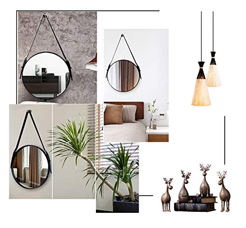 HofferRuffer Elegant Hanging Mirror, Round Mirror, PU