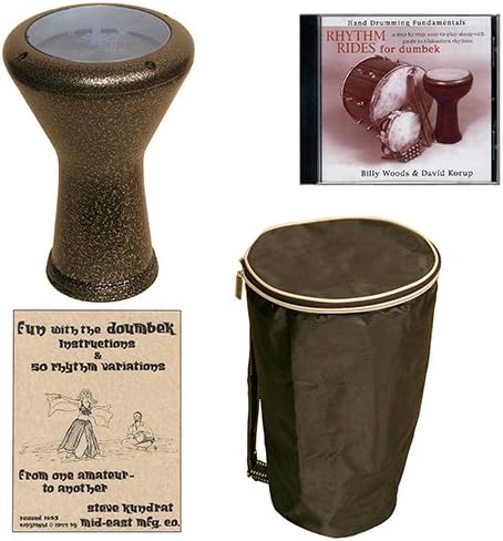 Small Alexandria Doumbek with Mylar Head 8-by-11.75-Inch - Silver Deluxe Package w/Gig Bag, Doumbek Instruction Book &amp; CD