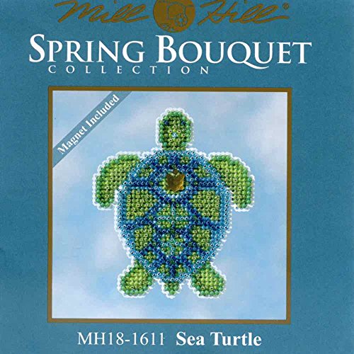 Sea Turtle Beaded Counted Cross Stitch Ornament Kit Mill Hill 2016 Spring Bouquet MH181611