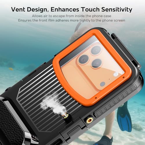WindRen Funda Impermeable Móvil Compatible con iPhone 17/17 Air/17 Pro/17 Pro Max/16/16 Plus/16 Pro/16 Pro Max/15/14, Tamaños Universales [5,4-6,9 Pulgadas], IP68, para Buceo, 15 m/50 pies
