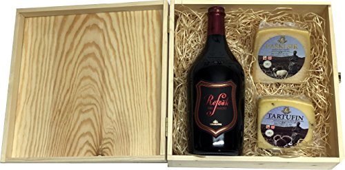Geschenkbox mit Refošk Wein Geschenkset Pager Käse Geschenkideen in Weinkisten Holz als Feinschmecker Geschenkkorb…