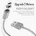 Wsken Magnetic 6FT Micro USB Cable, Android charger LED Display USB Sync & Charge Cable, Fast Charging for kindle, Samsung, HTC, Huawei, Power bank, Speaker etc (1-Pack/Silver)