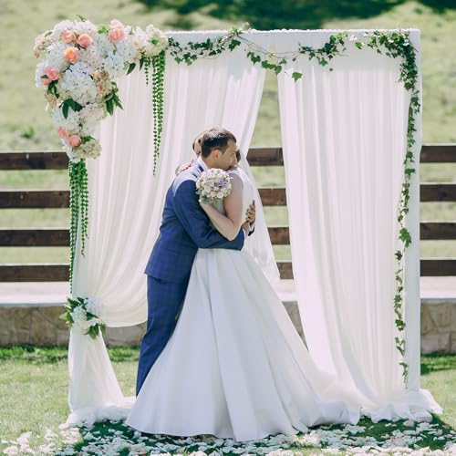 BEELUKY Arche Wall Hanging Wedding 75 x 800 cm White Net Curtain with 22 m Ribbons Draped Chiffon Fabric for Ceremony Decoration Backdrop Party Gauze Curtain