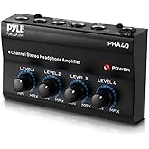 Pyle 4-Channel Portable Stereo Headphone Amplifier - Professional Multi Channel Mini Earphone Splitter Amp w/ 4 ¼” Balanced T