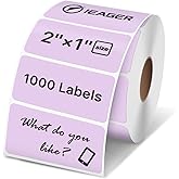 iEager 2x1 Inch Thermal Labels, Purple Rectangle Thermal Printer Stickers, Durable Shipping Label Printer Sticker for Barcode, Name, Address, 1000 Labels/Roll