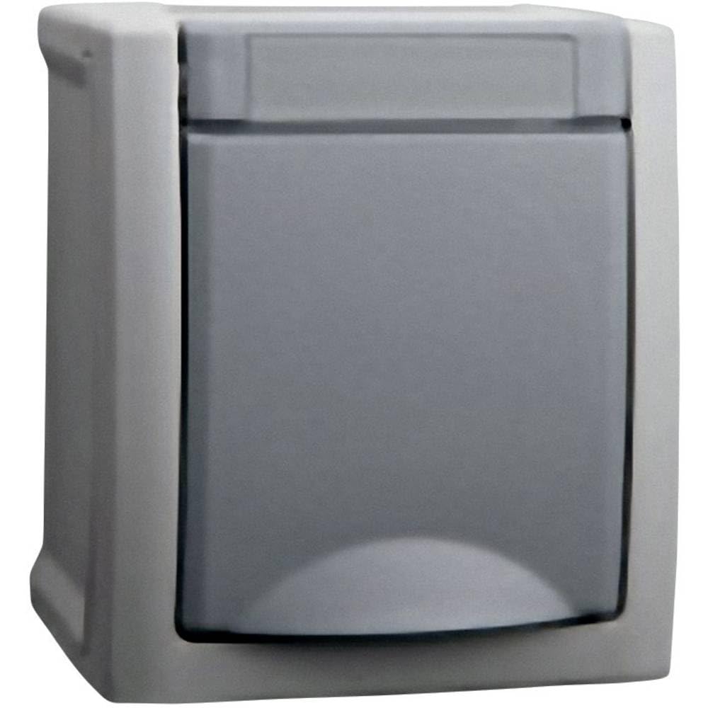 Viko Wet Room Switch Program Earthing Contact Socket Pacific Grey 90591008-DE, 1 Piece AP Socket