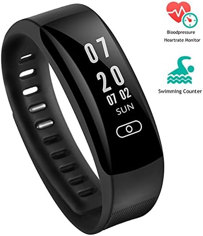 Heart Rate & Blood Pressure Monitoring Bracelet, Bluetooth V4.0 IP67 Waterproof Smart Watch with Pedometer /Calorie / Sleep Monitor / Call&Message Reminder / Sedentary Reminder for Android IOS (Black)