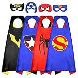 Superhero Cape for Kids, Double-Sided Satin Capes and Mask for Dress Up Costumes (4 Capes) Blue