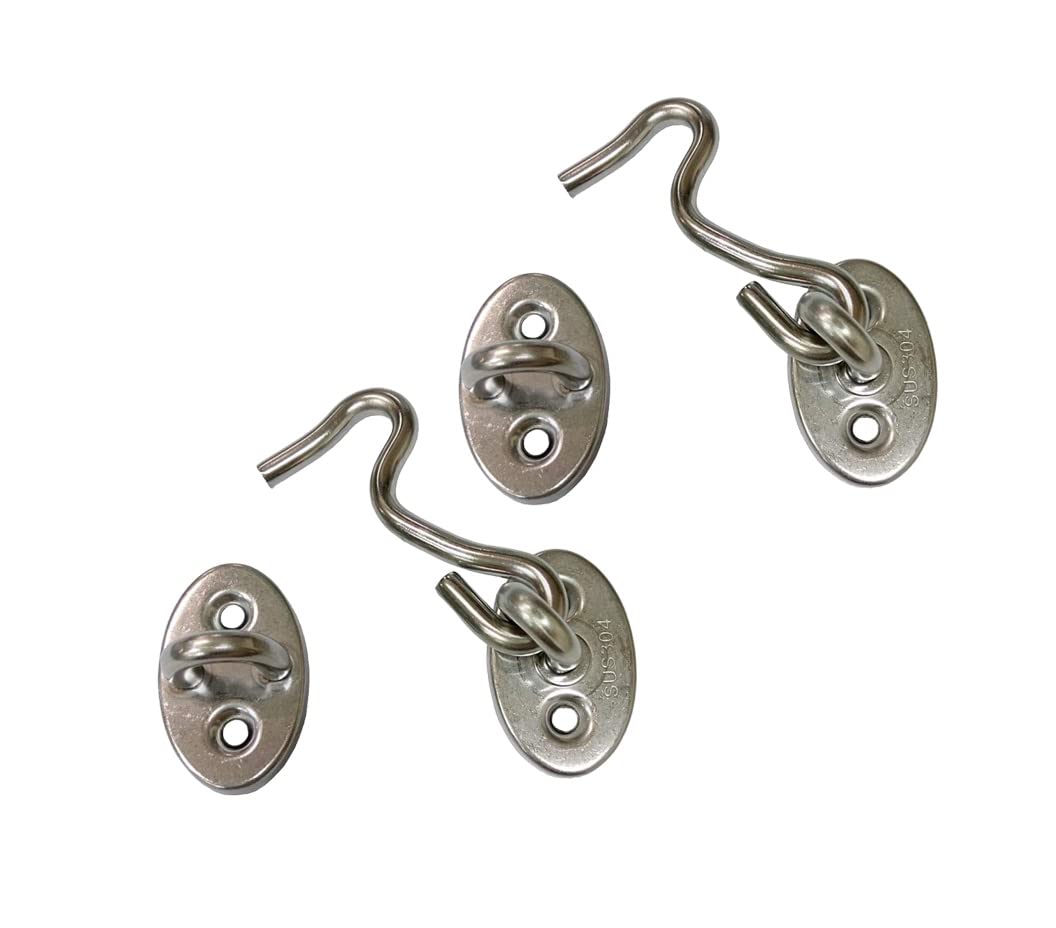 QCAA Reversible Hook, 304 Stainless Steel 360 Degree Swivel Cabin Hook Latch & Eye, 2-1/2", Stainless Steel, 2 Pack
