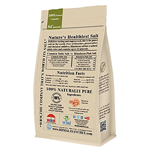 HIMALAYAN CHEF PINK HIMALAYAN SALT FINE GRAIN, 1 LB BAG – PURE, NATURAL, KOSHER, NON-GMO, MINERAL-RICH, FOR COOKING, SEASONING, BAKING, TABLE USE