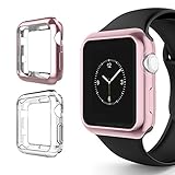 Apple Watch Series 3 Case 42mm, Alritz Soft Slim TPU Protective Case Flexible Anti-Scratch Bumper Cover for Apple Watch Series 1/2/3 (Rose Gold + Clear)