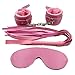 Yistore Soft Comfortable Fur Leather Handcuffs, Faux Soft Suede Leather Whips, Velvet Cloth Blindfold Eye Mask for Couples Role Play Sex Play Kit Pink