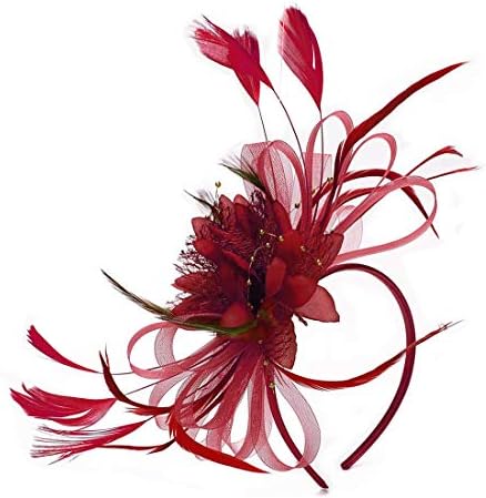 Fascinators Hat for Women Tea Party Headband Fancy Dress Accessories Wedding Cocktail Flower Mesh Feathers Hair Clip