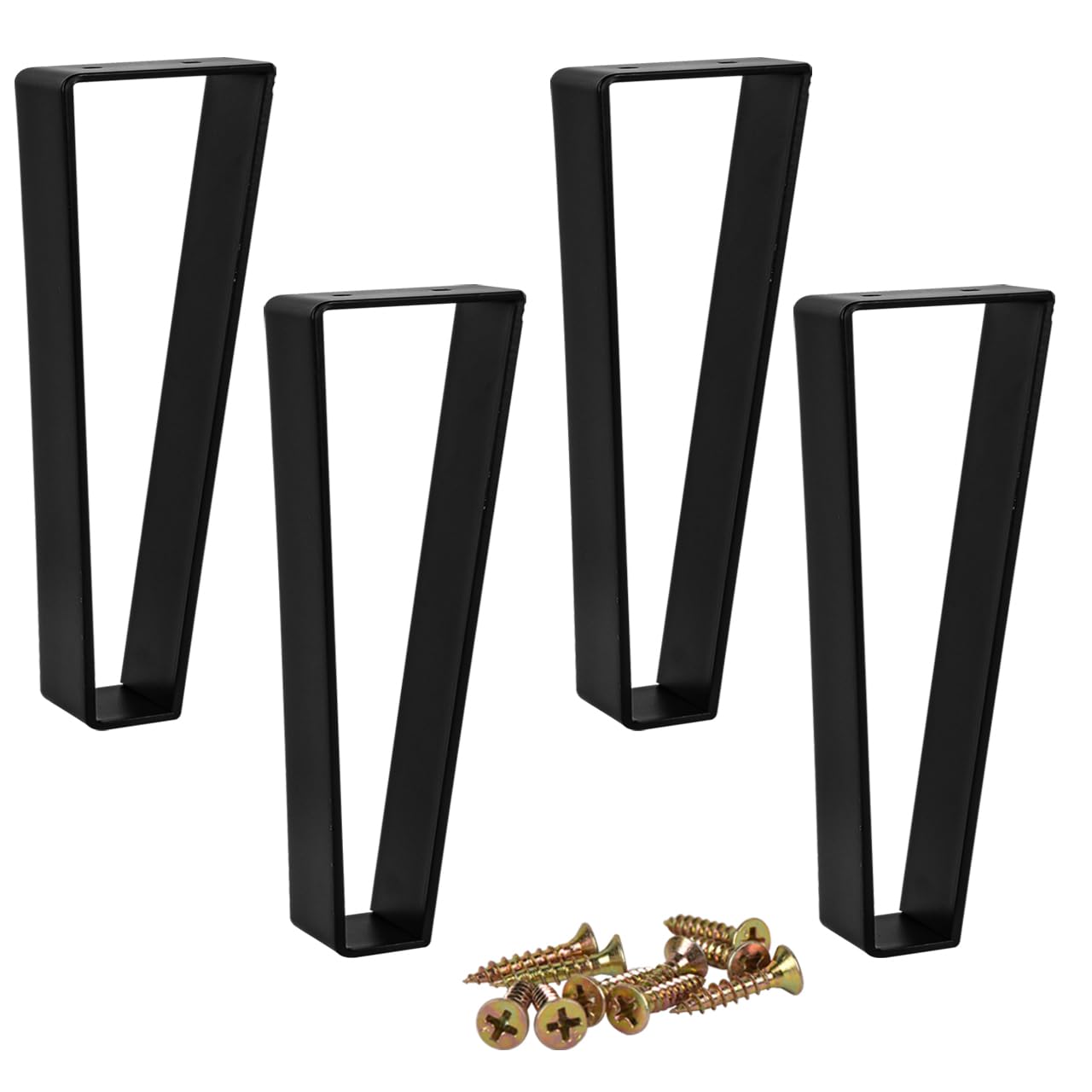 Btowin VCF 4 Inch / 10cm Trapezoid Metal Furniture Legs, 4Pcs Solid Steel Modern Style Table Legs Hairpin Heavy Duty sofa Feet for Home DIY Projects Coffee Table TV Stand Sofa Cabinet - Matte Black
