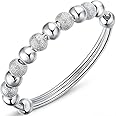 Sterling Silver Bracelets For Women 925 Sterling Silver Beads Bangle Bracelet Transfer Lucky Cuff Bracelet Adjustable Fashion Women Jewelry